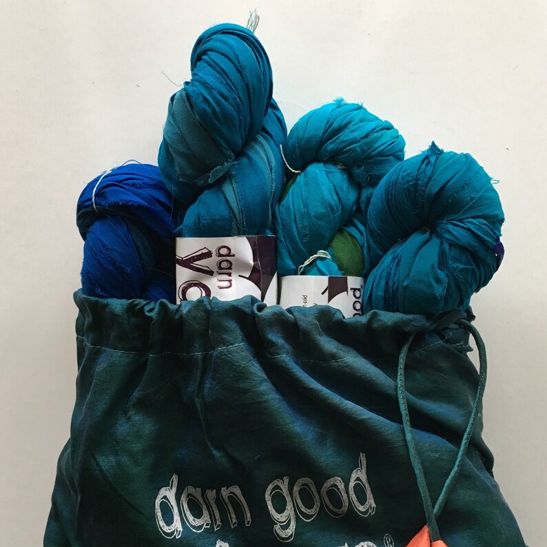 Chiffon Grab Bag Ocean Deep 4 Pack Darn Good Yarn