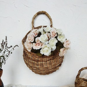 Rustieke rieten hangende rieten wanddecoratie Deurmand Postmand Bloemenmand Universele mand Moderne, rustieke inrichting Geweven boerderijmand