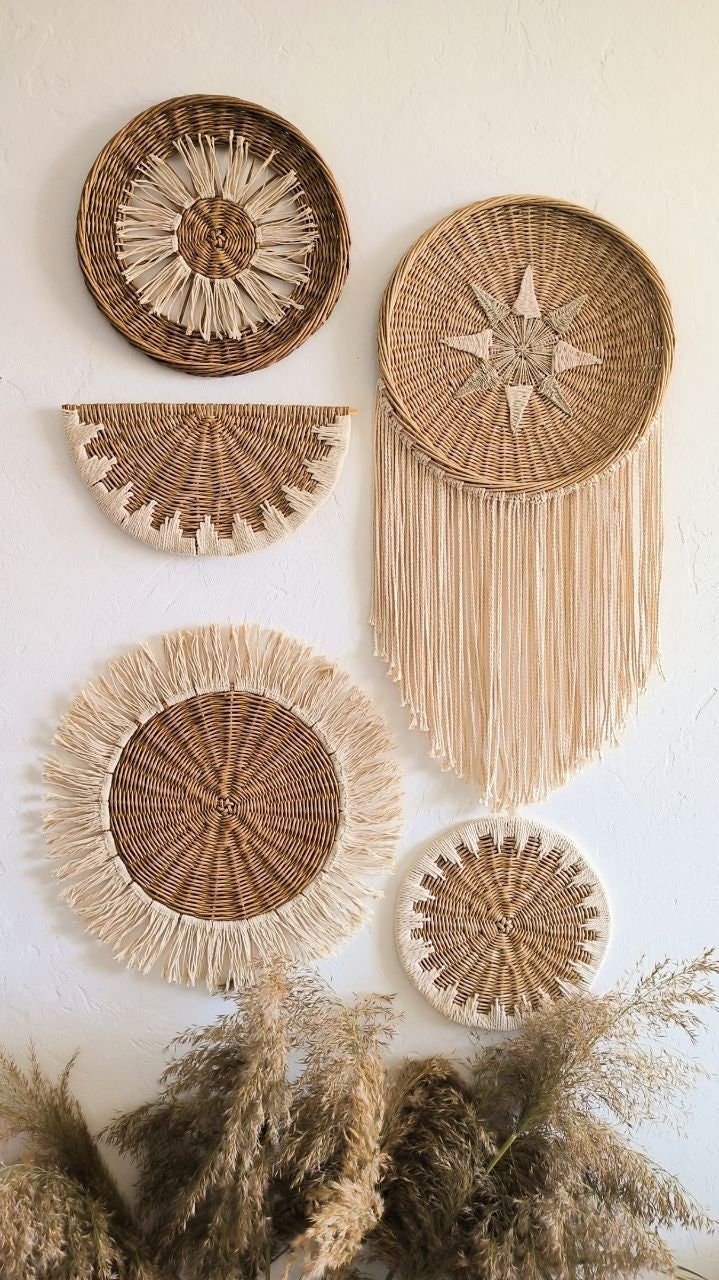 Handmade Wicker Wall Basket Set: Boho Home Decor - Etsy