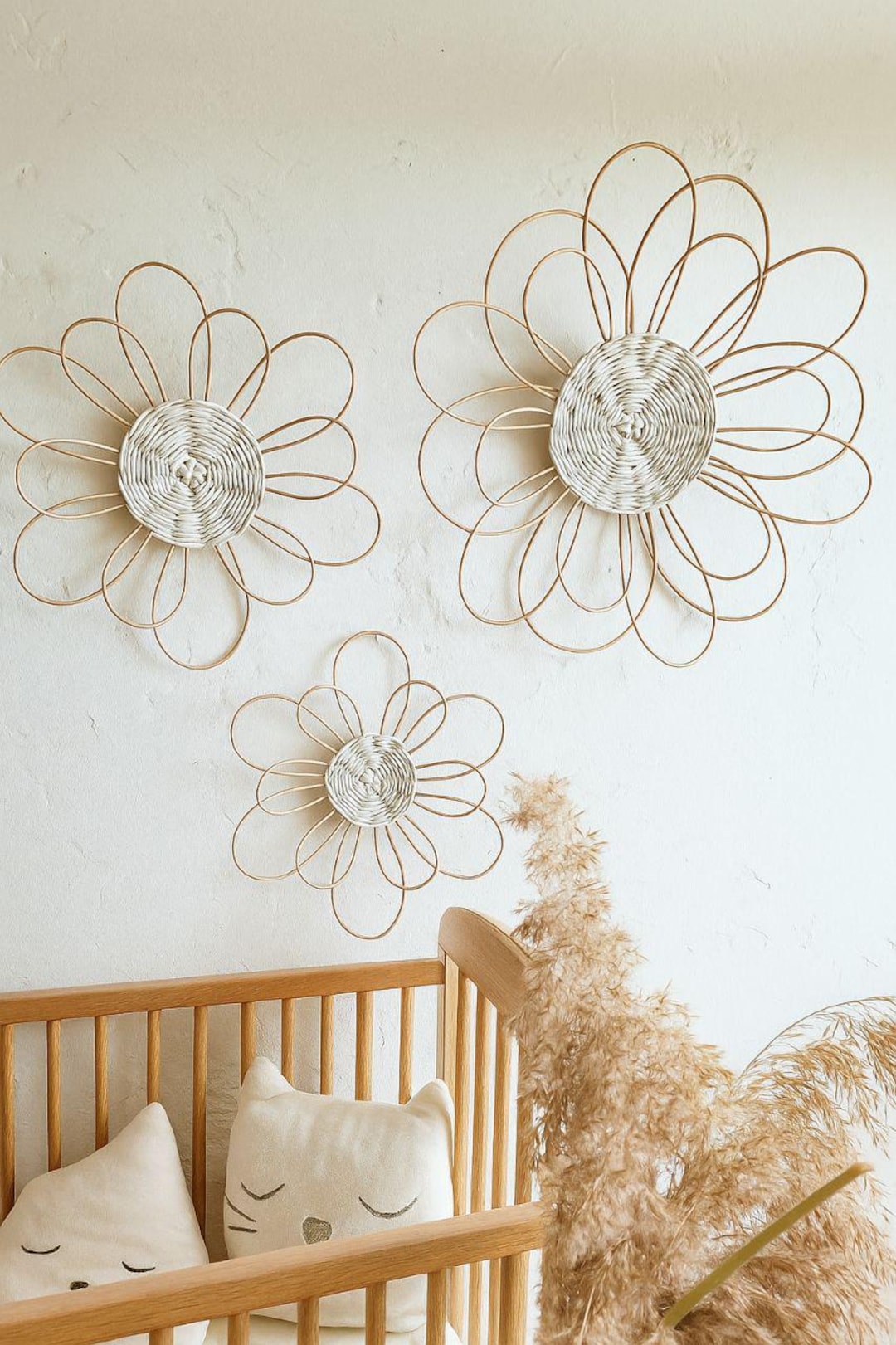 Woven Flower Set – Boho Nursery Wall Decor - Etsy
