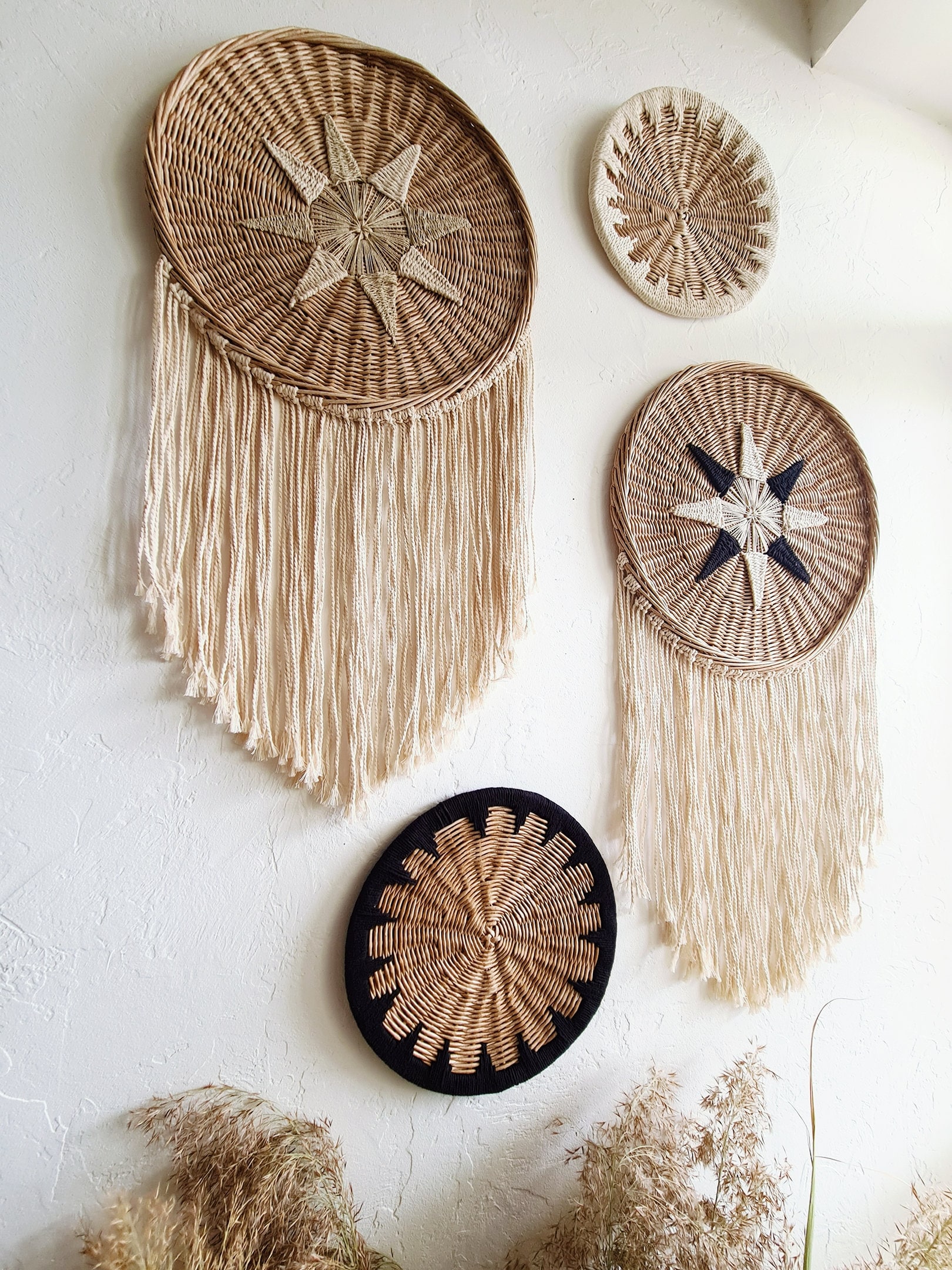 Handmade Wicker Wall Basket Set: Boho Decor With Fringe - Etsy