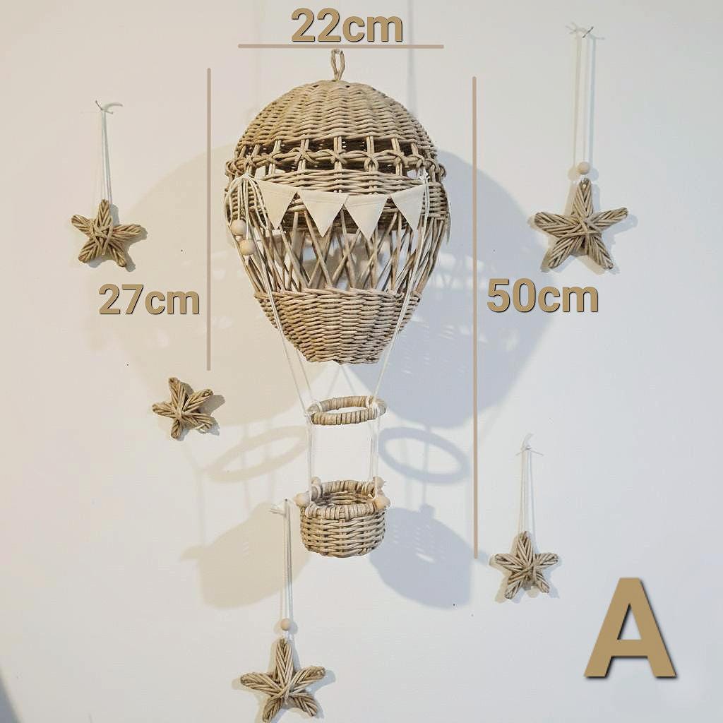 Wicker Hot Air Balloon Nursery Decor • Handmade Eco Vine Mobile - Etsy