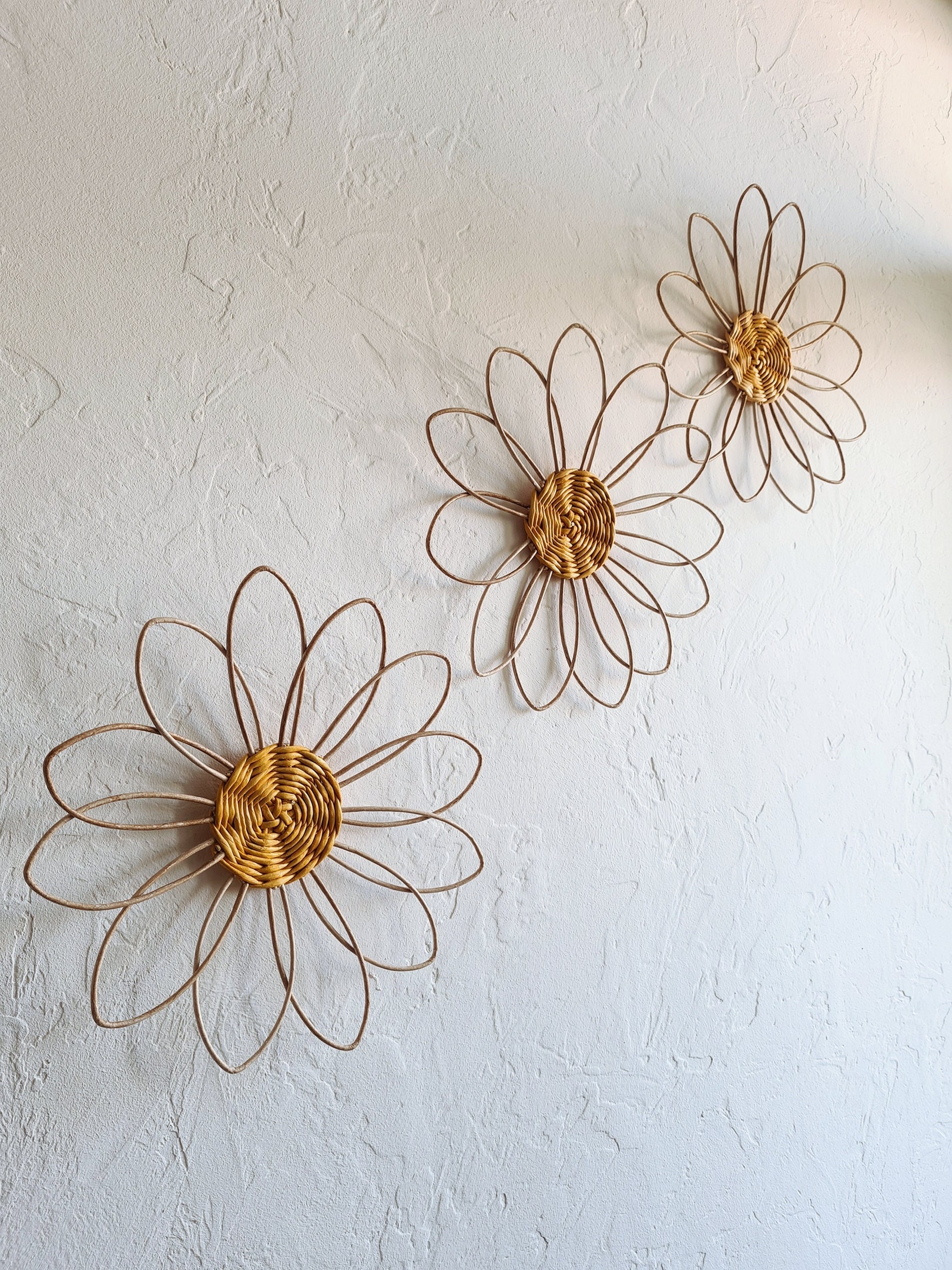 Wicker Daisy & Butterfly Wall Decor: Boho Nursery Set - Etsy