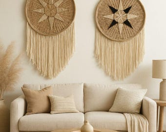 Handmade Wicker Macrame Wall Hanging: Boho Embroidery Decor
