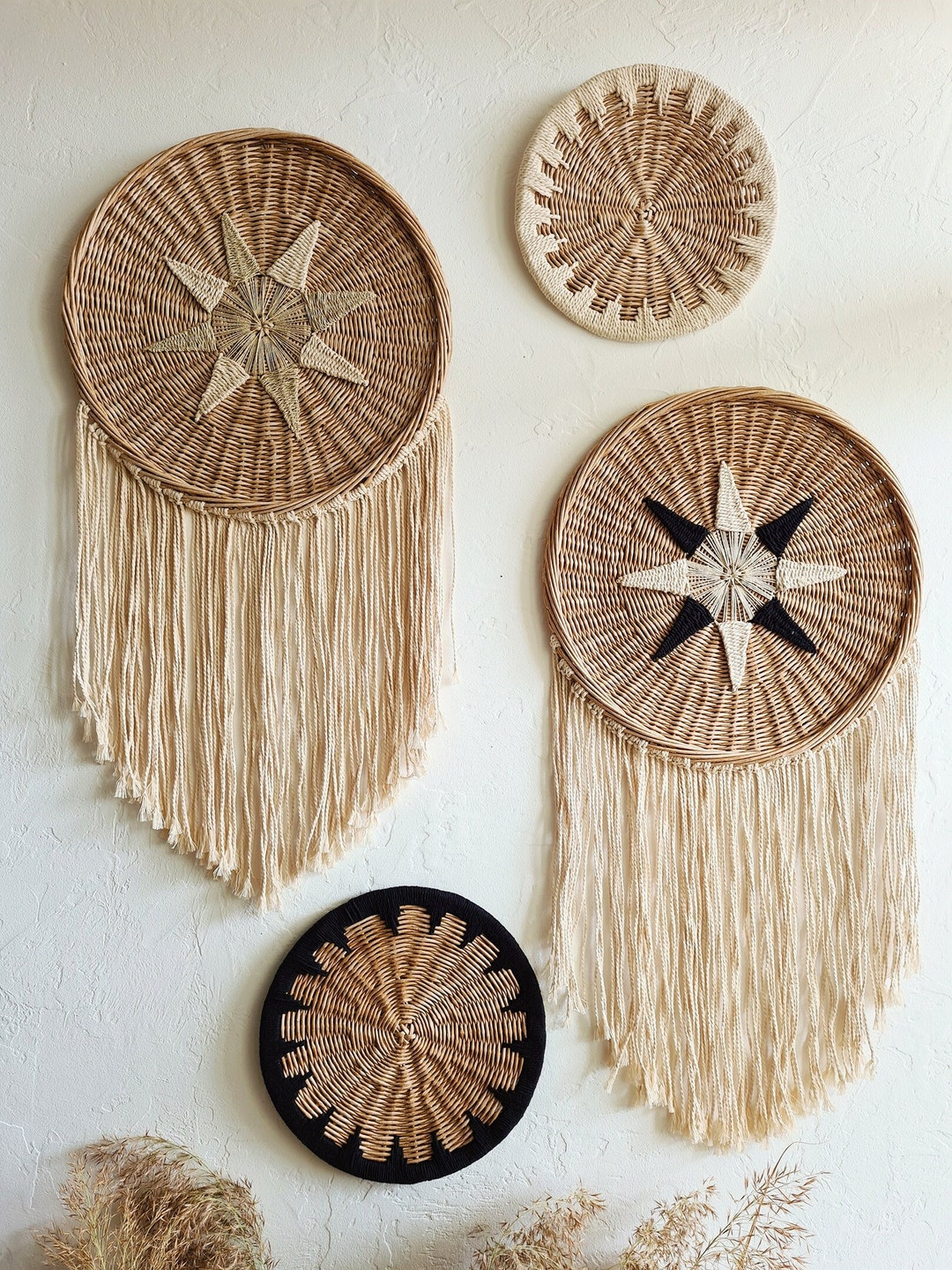 Set Wall Baskets Boho Wall Baskets Boho Wall Decor Decorative Wicker