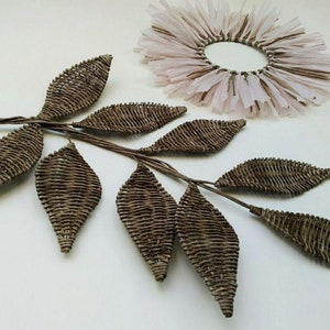 Wicker Leaf Wall Decor Set: Raffia Plate & Branch