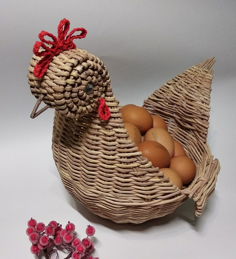 Wicker Basket Wicker Easter Basket Round Basket With Handle Etsy