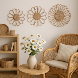 Woven Flower Wall Baskets - Set of 3 Boho Nursery Decor