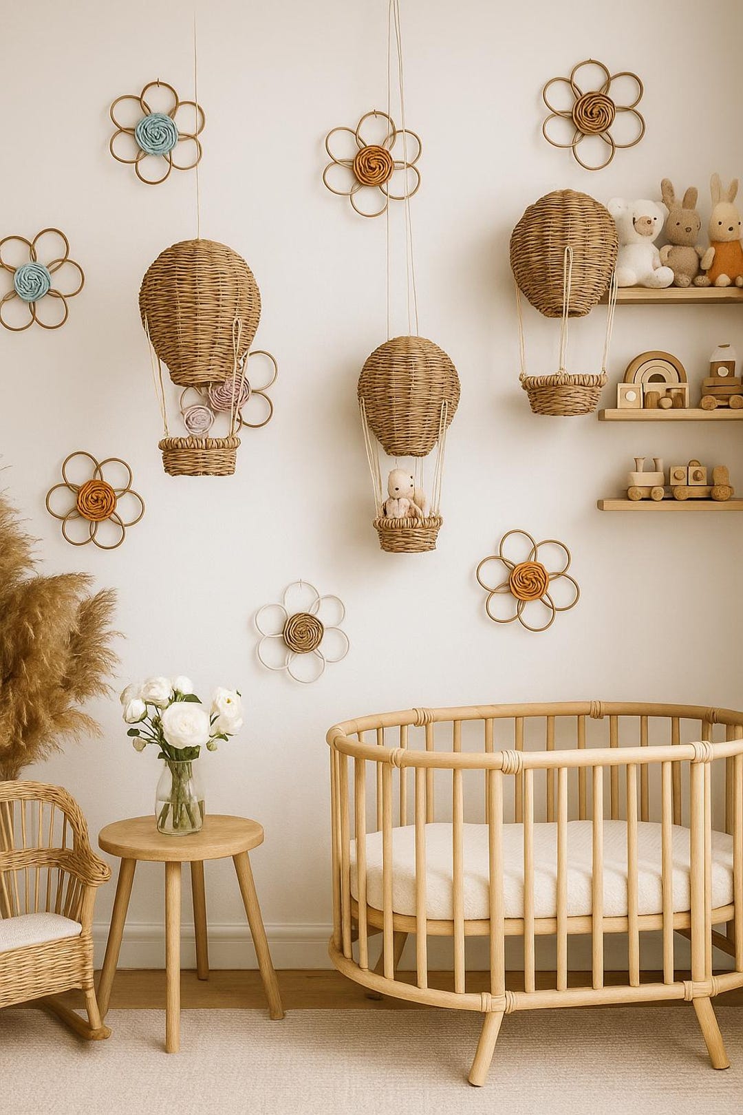 Wicker Hot Air Balloon Nursery Mobile: Boho Baby Room Decor - Etsy