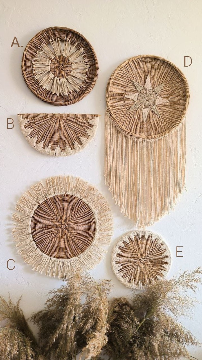 Set Wall Baskets Boho Wall Baskets Boho Wall Decor Decorative Etsy