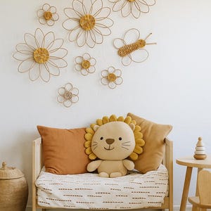 Decoración de pared de mimbre con margaritas y mariposas: juego de guardería bohemio