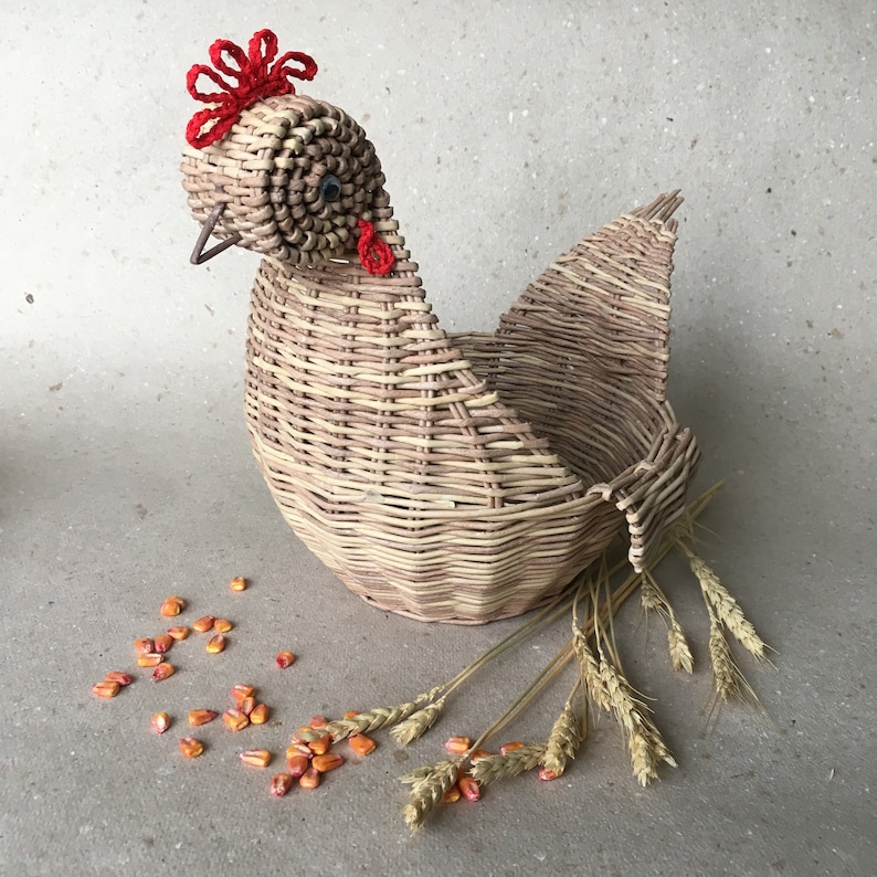 Wicker Basket Wicker Easter Basket Round Basket With Handle Etsy