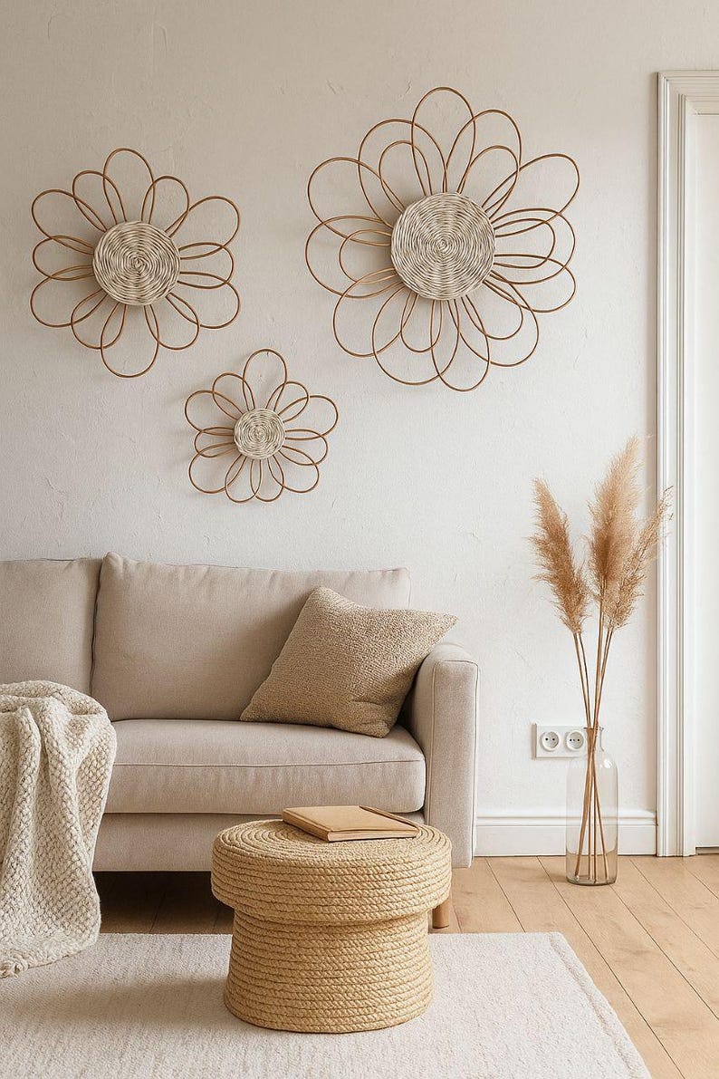 Woven Flower Set – Boho Nursery Wall Decor - Etsy