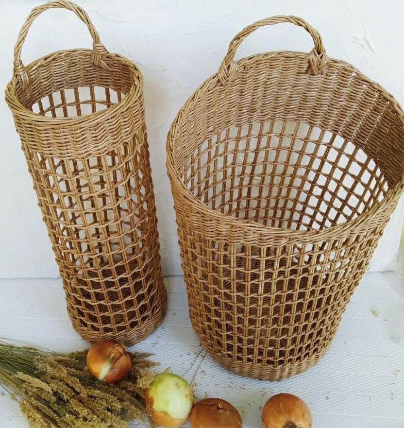 2 Wicker Baskets for Vegetables and Fruits Onion Baskets Etsy
