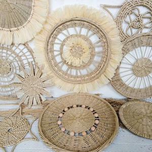 Set of 9 Wicker Wall Baskets: Boho Decor, African Style
