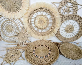 Set of 9 Wicker Wall Baskets: Boho Decor, African Style
