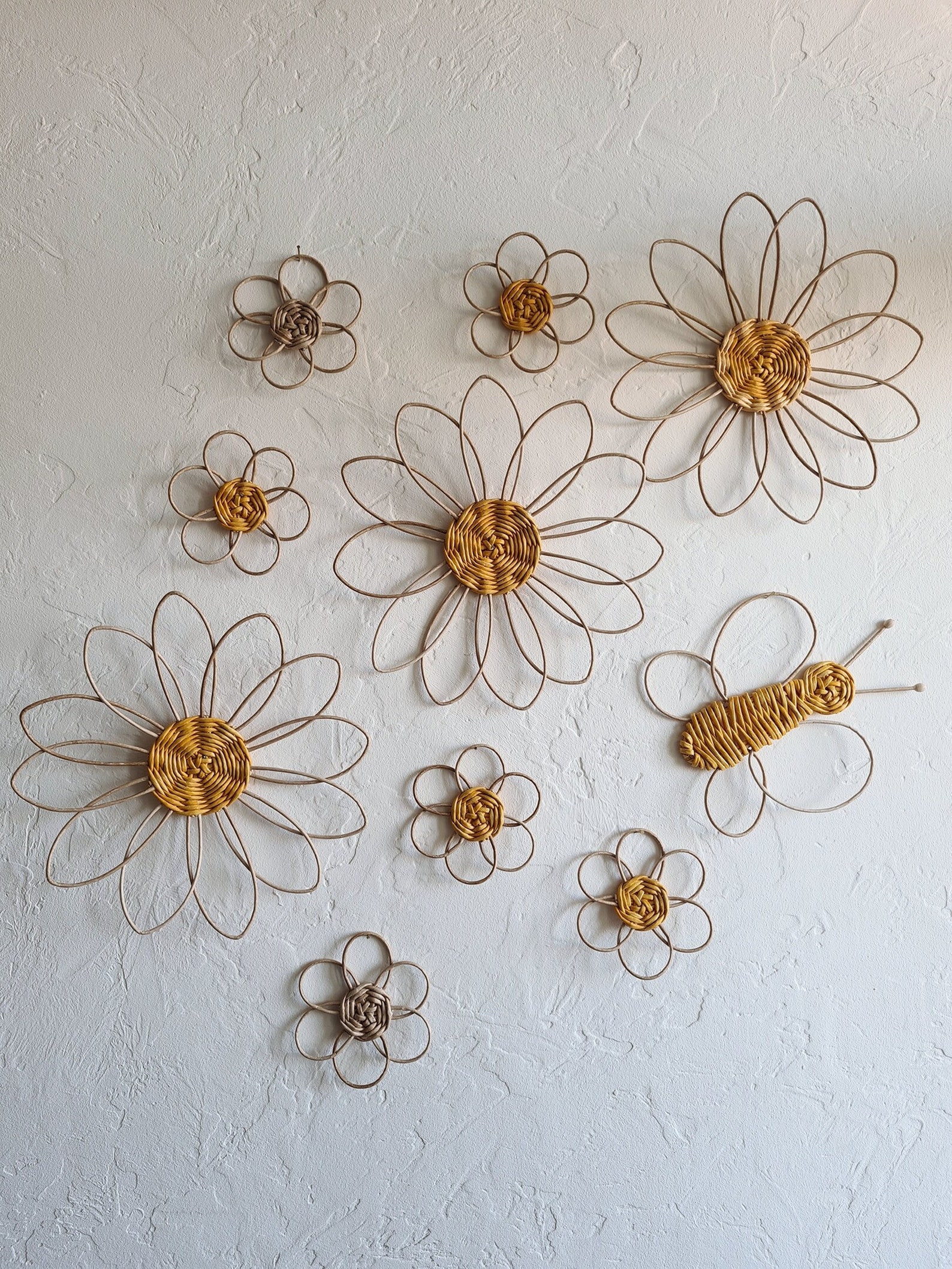 Wicker Daisy & Butterfly Wall Decor: Boho Nursery Set - Etsy