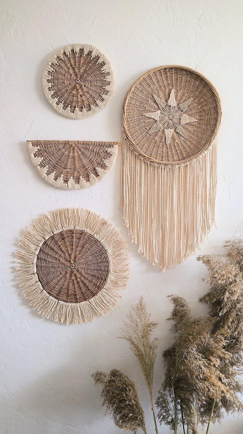 Set Wall Baskets Boho Wall Baskets Boho Wall Decor Decorative Etsy
