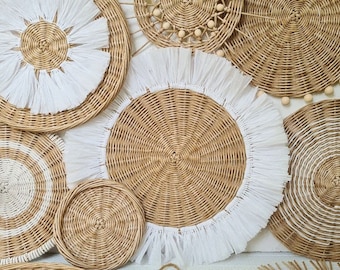 Boho Wicker Wall Basket Set: African Decor, Cozy Interior (Set of 8)