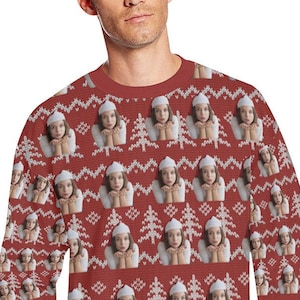 Custom Ugly Christmas Sweater, Put Your Face on Custom Unisex Sweatshirt, Personalized Xmas Party Gift, Christmas Vacation, Family Christmas