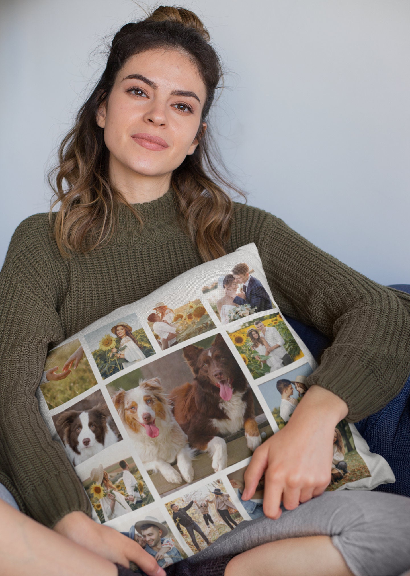 Custom Photo Collage Pillow With Insert Personalized Pet Etsy