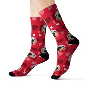 Custom Valentine&#39;s Hearts Socks, Customized Dog socks, Put Your Face On Personalized socks, Dog Lovers socks, Valentine&#39;s Day Gift For Him
