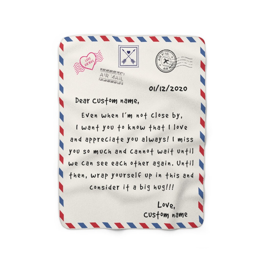 Custom Air Mail Blanket, Postcard Blanket, Handwritten Letter Blanket, to Our Daughter