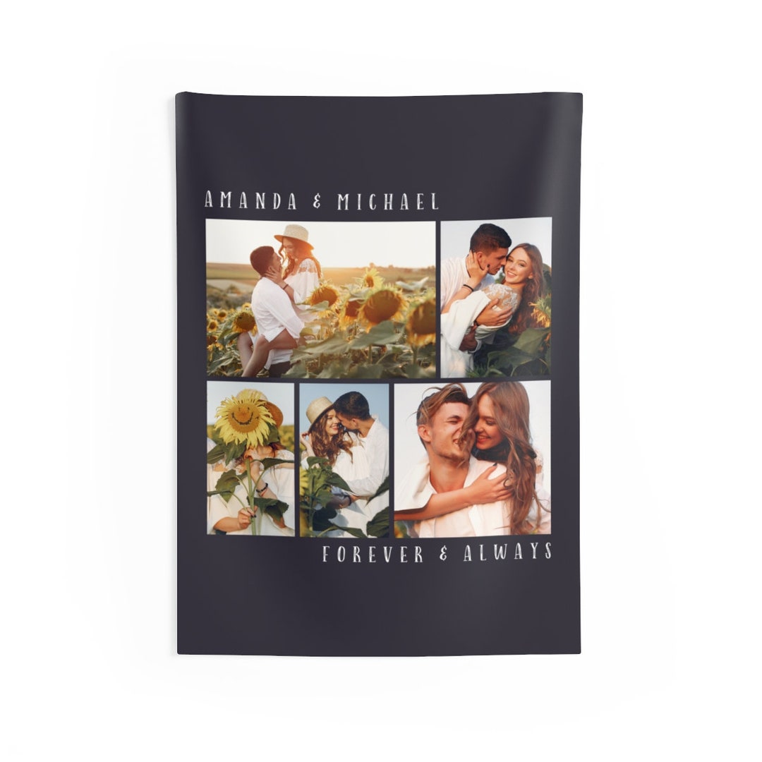 Custom Photo Collage Tapestry, Personalized Indoor Wall Tapestries