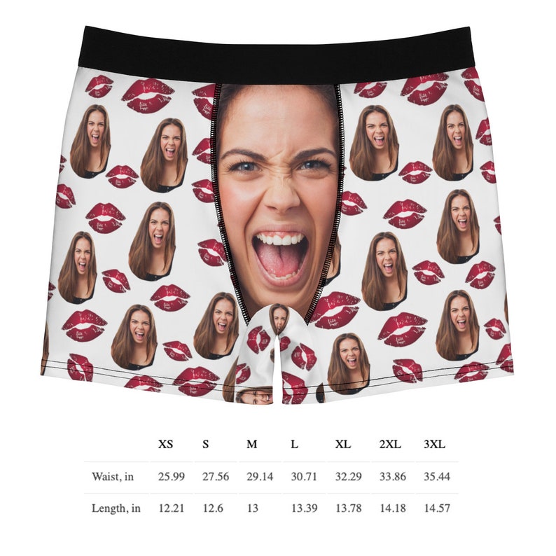 Your Face on Custom Men's Boxers With Red Lips Etsy