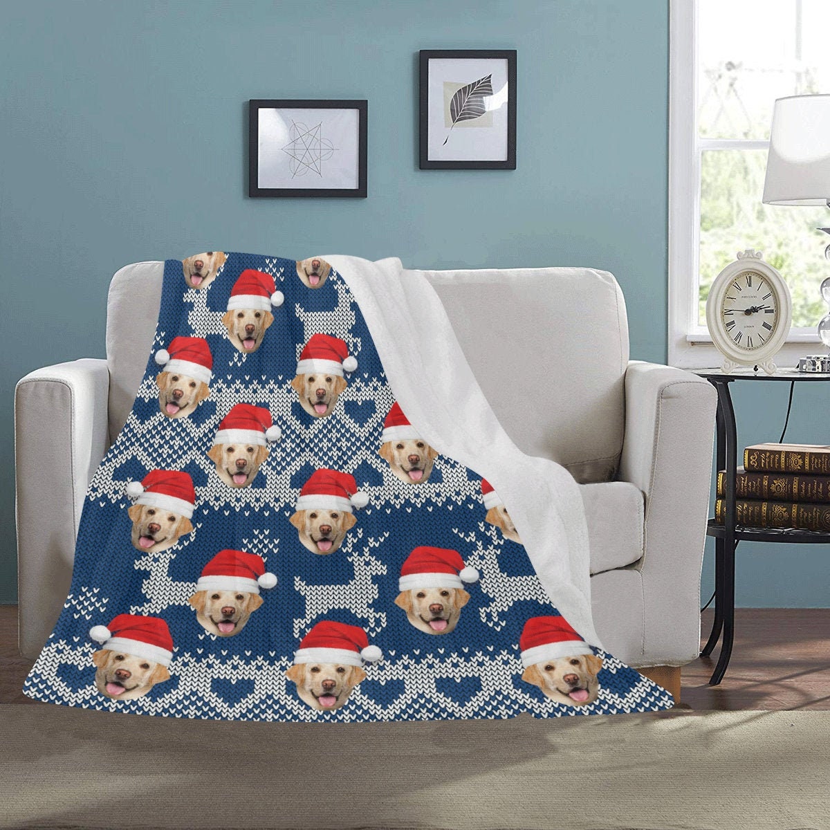 Custom Christmas Dog Photo Sherpa Fleece Blanket Personalized Etsy