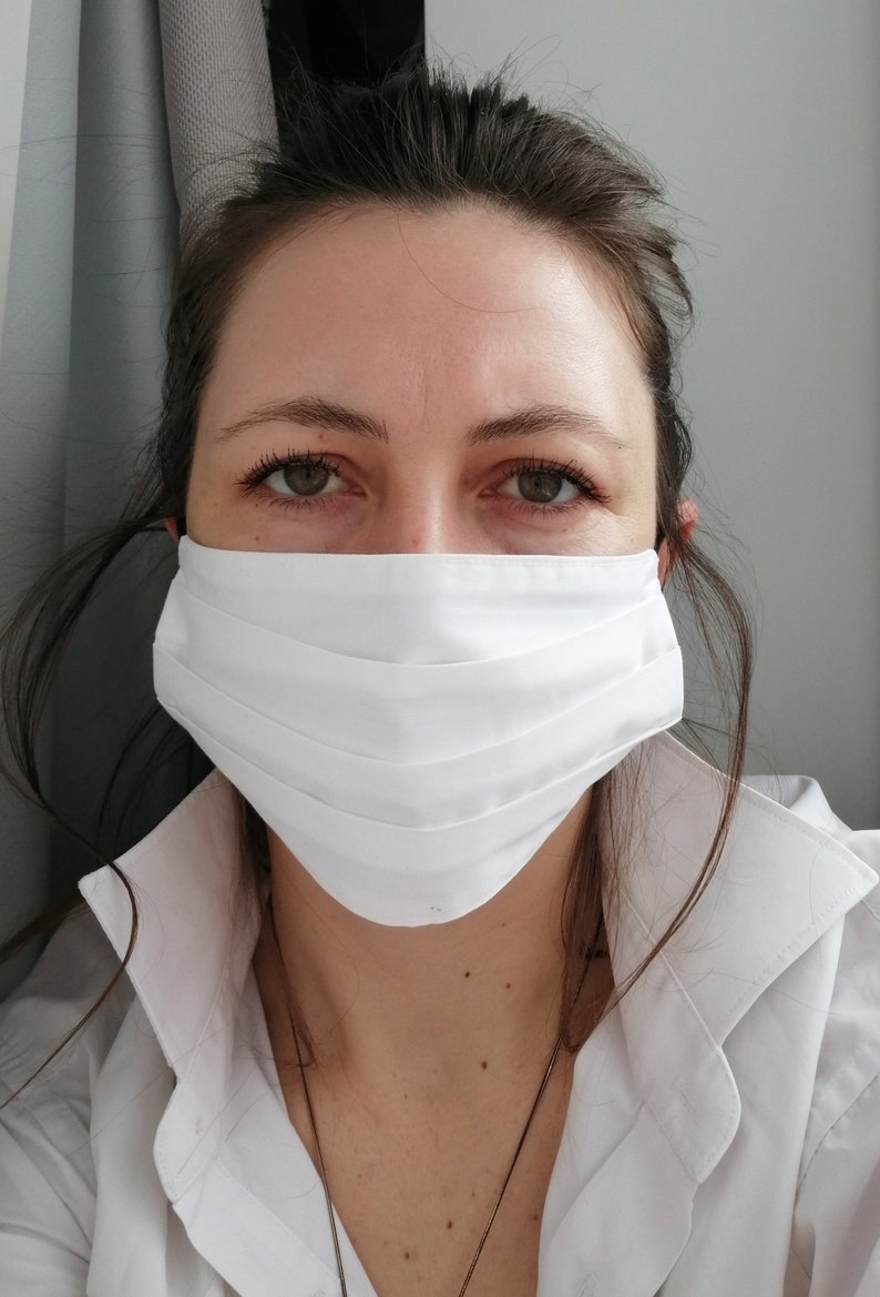 White Face Mask Adults Designed Handmade Reusable Mask Etsy