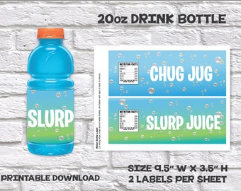 gamer gatorade slurp and chug drink label water bottle label wraps 20 oz 591 ml birthday party printables decoration instant download - v buck free printable