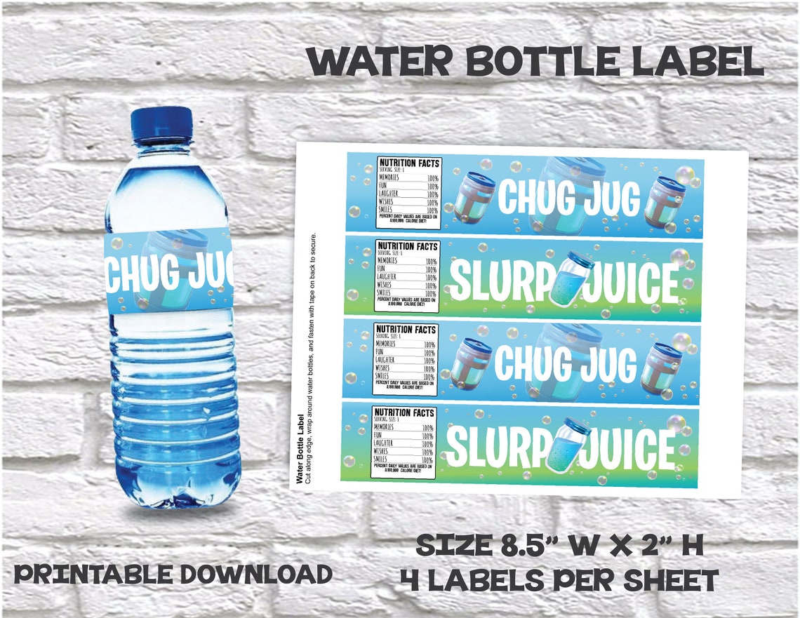Gamer Slurp Juice Chug Jug Drink Label Water Bottle Label | Etsy