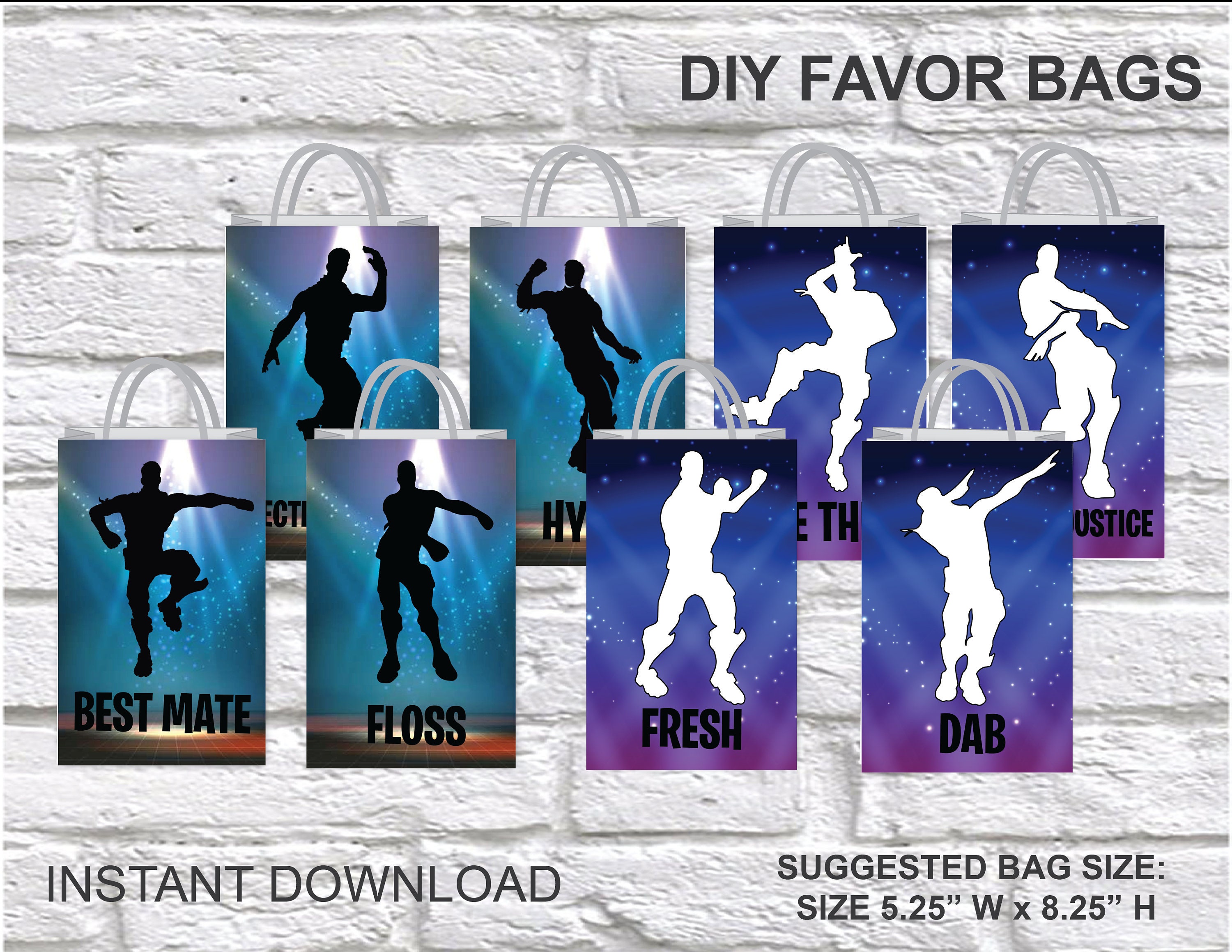 Emote Favor Bags Emote Dance Birthday Party Printables Etsy - emote dances all my dances roblox