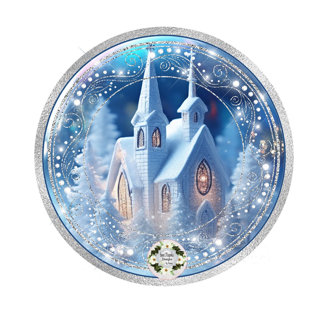 Snowy Church Sign Christmas Sign Christmas Decor Holiday Etsy