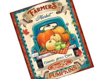 Farmers Market Sign, Vintage Truck Sign, Autumn Sign, Fall Wreath Attachment, Fall Decor, Farmhouse Sign, Metal Sign, Sweet Magnolia, Nonni