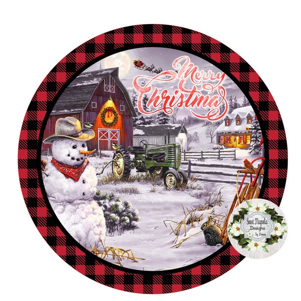 Rustic Farm Christmas Wreath Sign, Holiday Sign, Door Hanger,  Snowman Sign, Christmas Decor, Rustic Christmas, Sweet Magnolia, Nonni