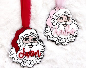 Personalized Santa name tag/ Santa ornament/ Santa gift tag