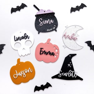 Personalized Halloween name tags // acrylic name tags // boo basket tags