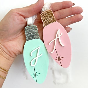 Christmas light bulbs tag/ ornament