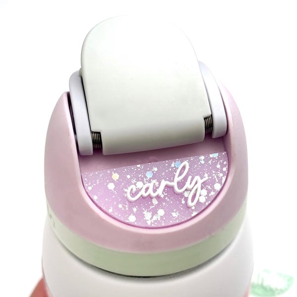 Personalized Spring Glitter Owala Freesip tumbler name plate / topper