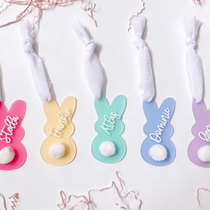 Personalized Acrylic Easter bunny name tags / gift tags/ basket tags