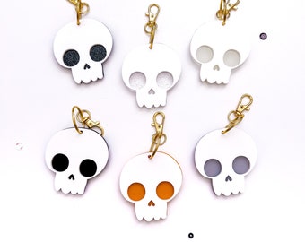 Skully keychain // bag tag// boo basket gift// acrylic keychain// halloween keychain