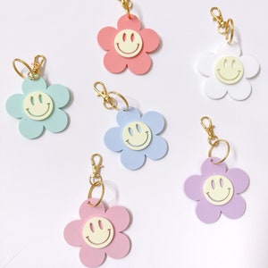 Smiley face flower keychains/ backpack accessory