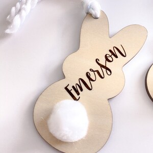Personalized Wooden Easter Bunny Name Tag / Gift Tag / Easter Basket Tag image 2