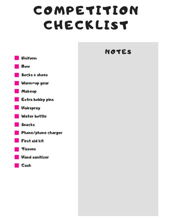 Cheer Competition Packing List Etsy