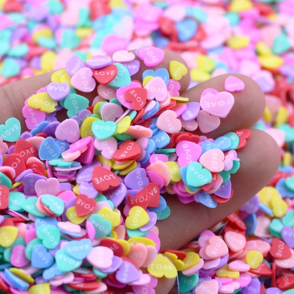 Candy Hearts - - Conversation Hearts - Fake Candy Hearts - Polymer Clay Hearts - Polymer Clay Slices  - Valentines Day - Fake Sprinkles