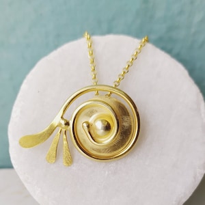 Greek Column Capital IONIC necklace, Greek deco Gold plated silver necklace, Ionic column Ancient Greek Architecture Inspiration