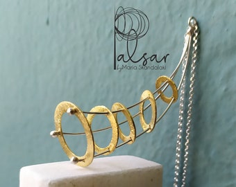 Cornucopia Aesthetic Necklace, Prosperity Necklace, Horn Of Plenty, 50th Birthday Gift For Women, Sterling Silver Gold Spiral Pendant