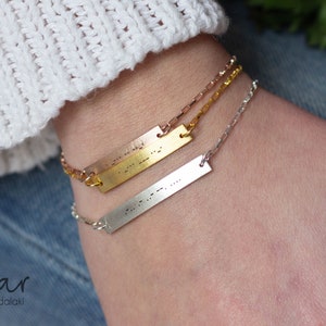 LOVE Morse Code Bracelet Couple, Personalized Gift For Women Silver Custom Engraved Bracelet, Morse Code Jewelry Secret Message Gift